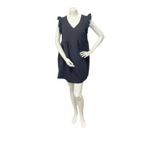 Umgee L Black Mini Dress Ruffles Relax Grunge Minimalist Classic Baby Doll
